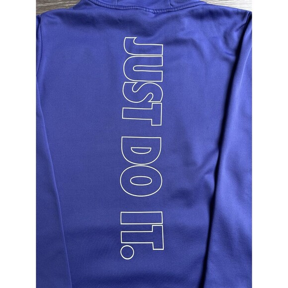 Nike Sweatshirt Hoodie Womens Large Blue Big Logo Sports Outdoor Dri Fit Casual - Picture 7 of 12